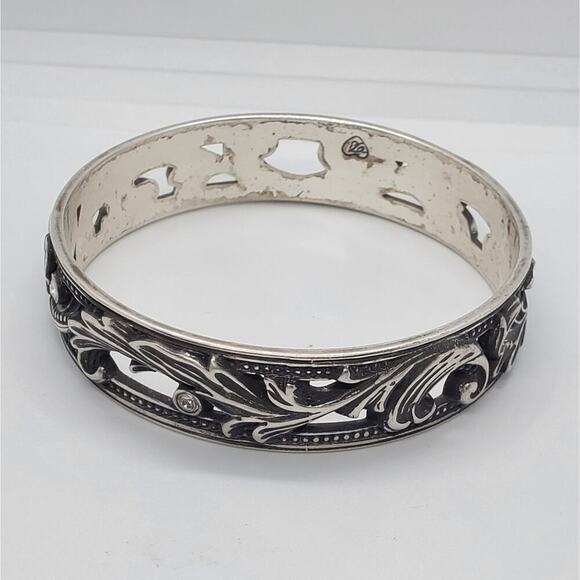 Brighton gorgeous silvertone clear Rhinestone Le Louvre Bangle Bracelet - Picture 4 of 5